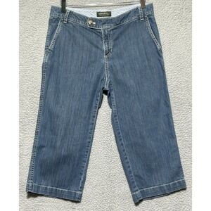 Eddie Bauer Crop Capri Womens Denim Jeans‎ Size 8 Blue Beach Outdoor High Water